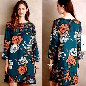 Maeve (Anthropologie) Sketched Peonies Floral Tunic Swing Dress - Size S